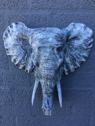 Beautiful black-grey elephant head wall ornament, beautiful!!!